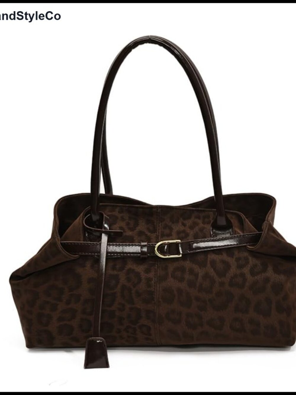 Faux Leather Hobo Shoulder Bag Waterproof Leopard Print Large Capacity Purse